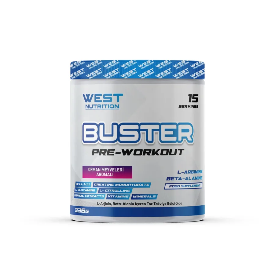 West Nutrition Buster Preworkout L-arjinin & Beta- Alanin 15 Servis 336 Gram Orman Meyveleri Aroması — 336g 15 servis