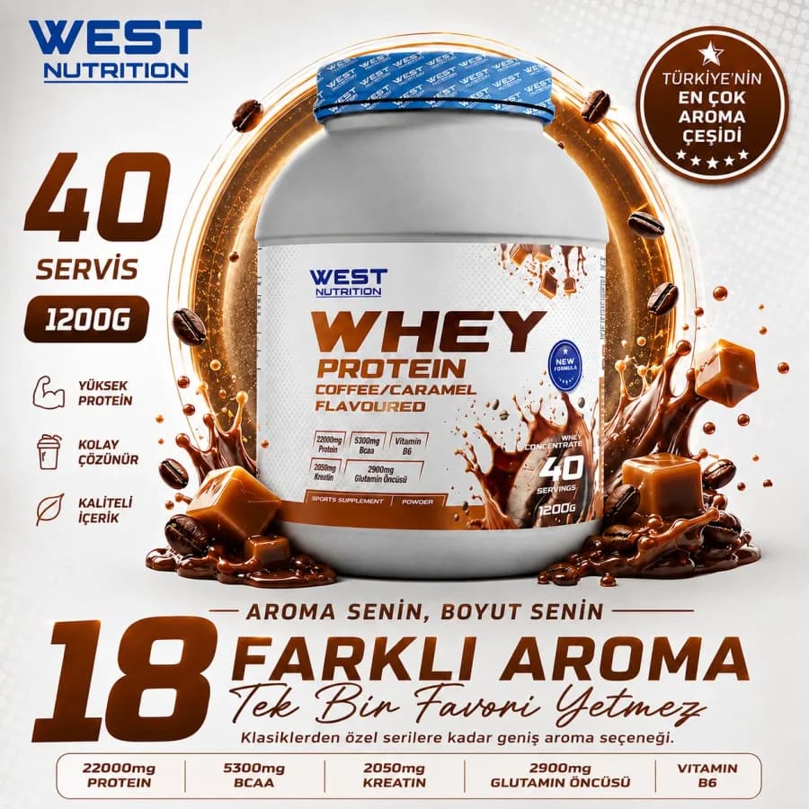 West Nutrition Whey Protein Tozu 1200 Gram 40 Servis — 1200g 40 servis